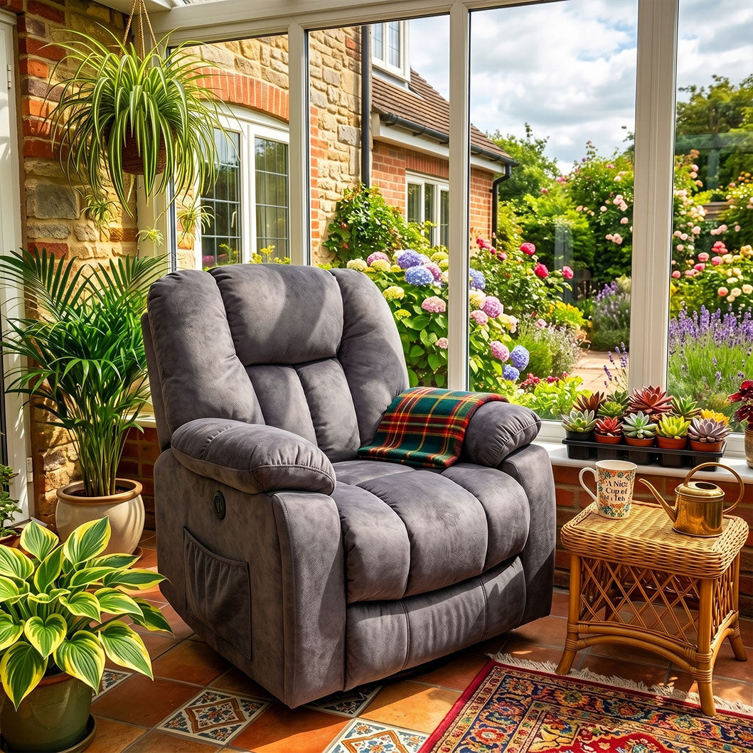 Power Massage Lift Recliner Chair with Heat & Vibration for Elderly, Heavy Duty and Safety Motion Reclining Mechanism - Antiskid Fabric Sofa Contempoary Overstuffed Design