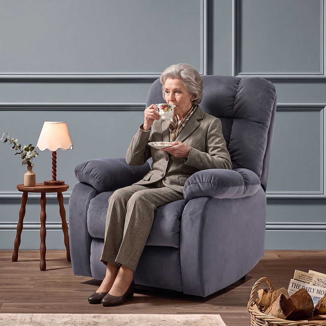 Recliner Armchair Electric Power Lift Sofa Velvet with Massage and Heat for Elderly 2 Side Pockets USB Ports Single Recliner Chairs