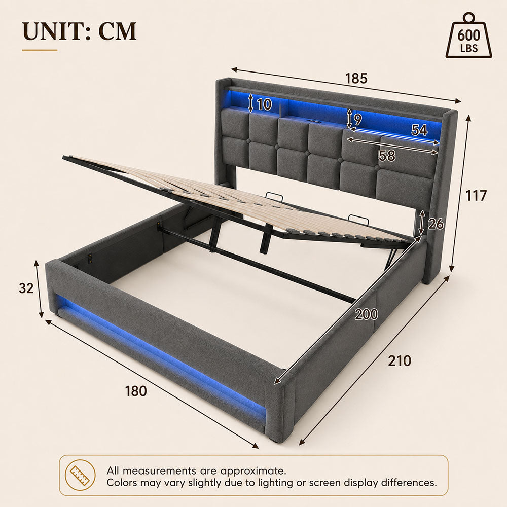 Audreamy Neo Ottoman Bed Grey Linen