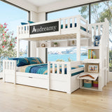 Audreamy Nimby Bunk Bed with Chalkboard for Kids White Wooden
