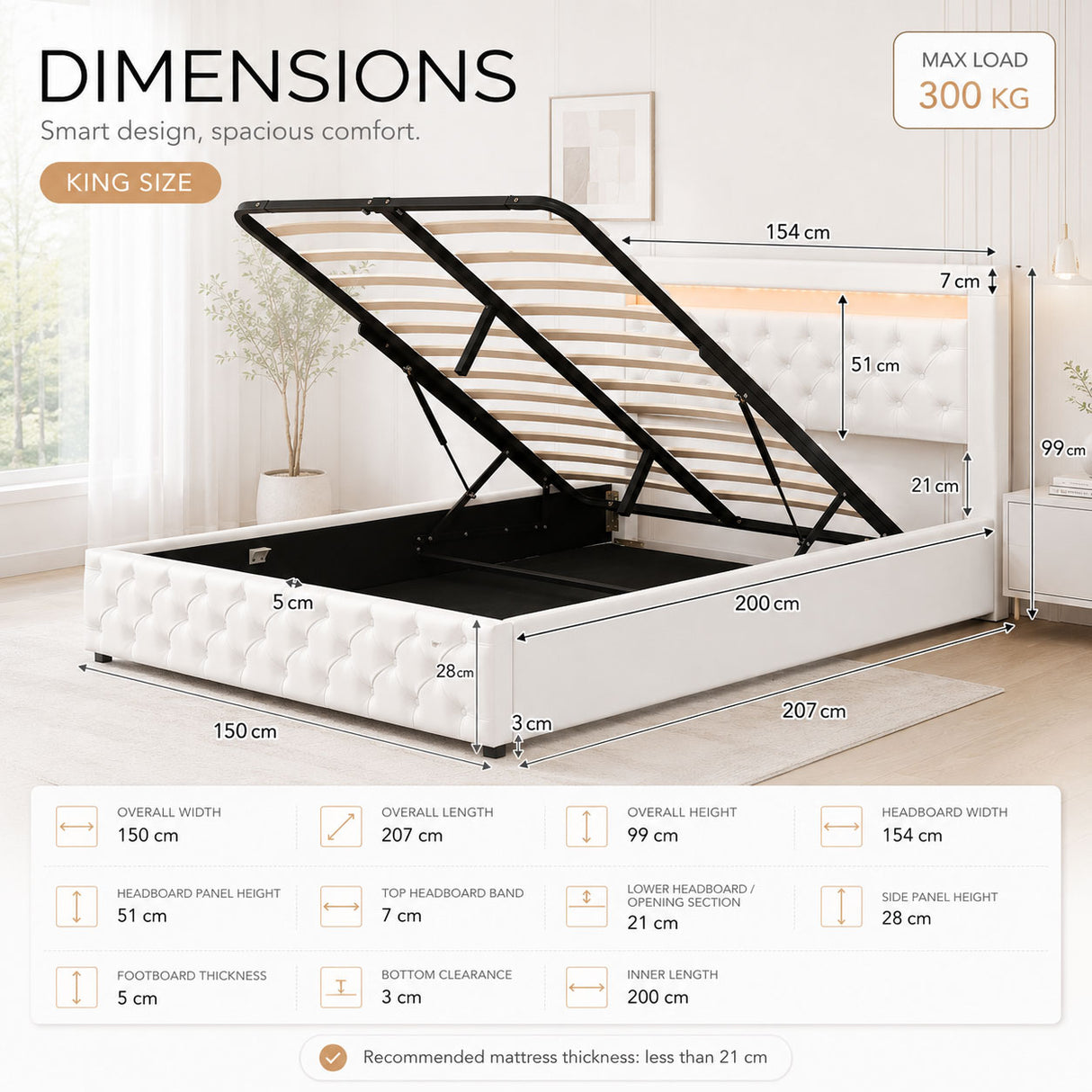 Audreamy Milano Ottoman Bed White PU