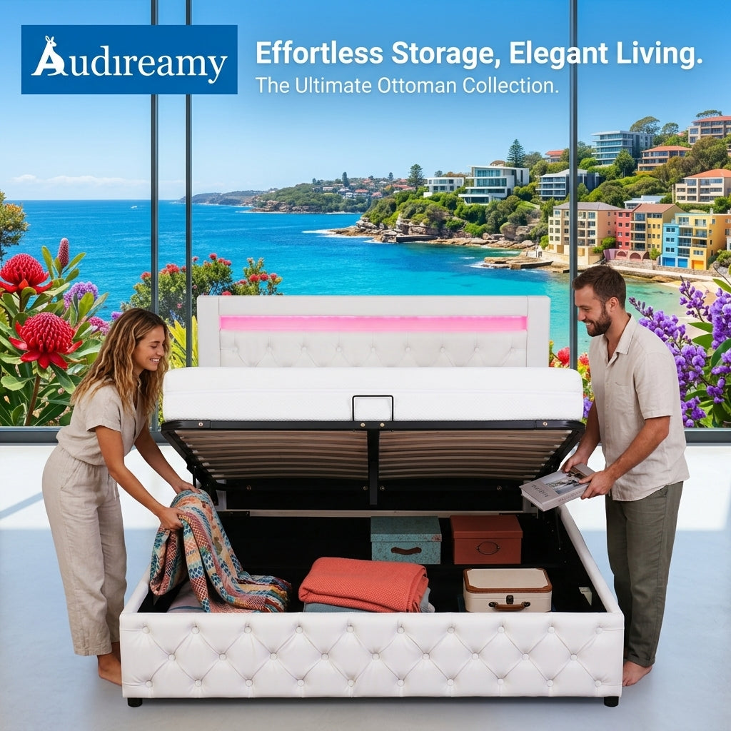 Audreamy Milano Ottoman Bed White PU