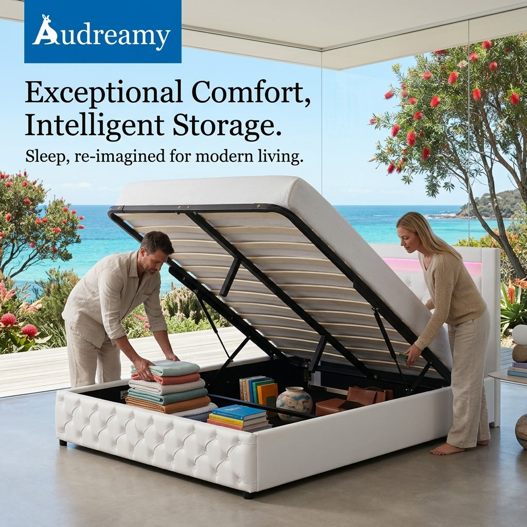 Audreamy Milano Ottoman Bed White PU