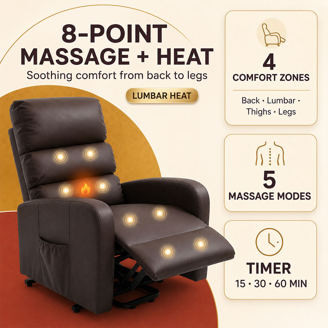 Audreamy Milo Riser Recliner Leather Brown