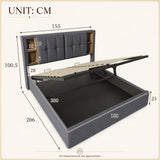 Audreamy Vertex Ottoman Bed Grey Linen