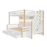 Audreamy Kuga Loft Bed, Solid Wood Frame with Drawers, Storage Stairs, Shelves & Lockers, Safety Guardrails