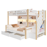 Audreamy Kuga Loft Bed, Solid Wood Frame with Drawers, Storage Stairs, Shelves & Lockers, Safety Guardrails