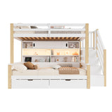 Audreamy Kuga Loft Bed, Solid Wood Frame with Drawers, Storage Stairs, Shelves & Lockers, Safety Guardrails