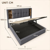Audreamy Vertex Ottoman Bed Grey Linen