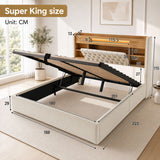 Audreamy Dorma Upholstered Bed with Storage Drawers, LED & USB Charging Beige Linen
