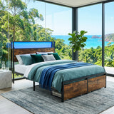 Audreamy Hudson Bed Frame with Storage Drawers Black Wood