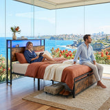 Audreamy Hudson Bed Frame with Storage Drawers Black Wood