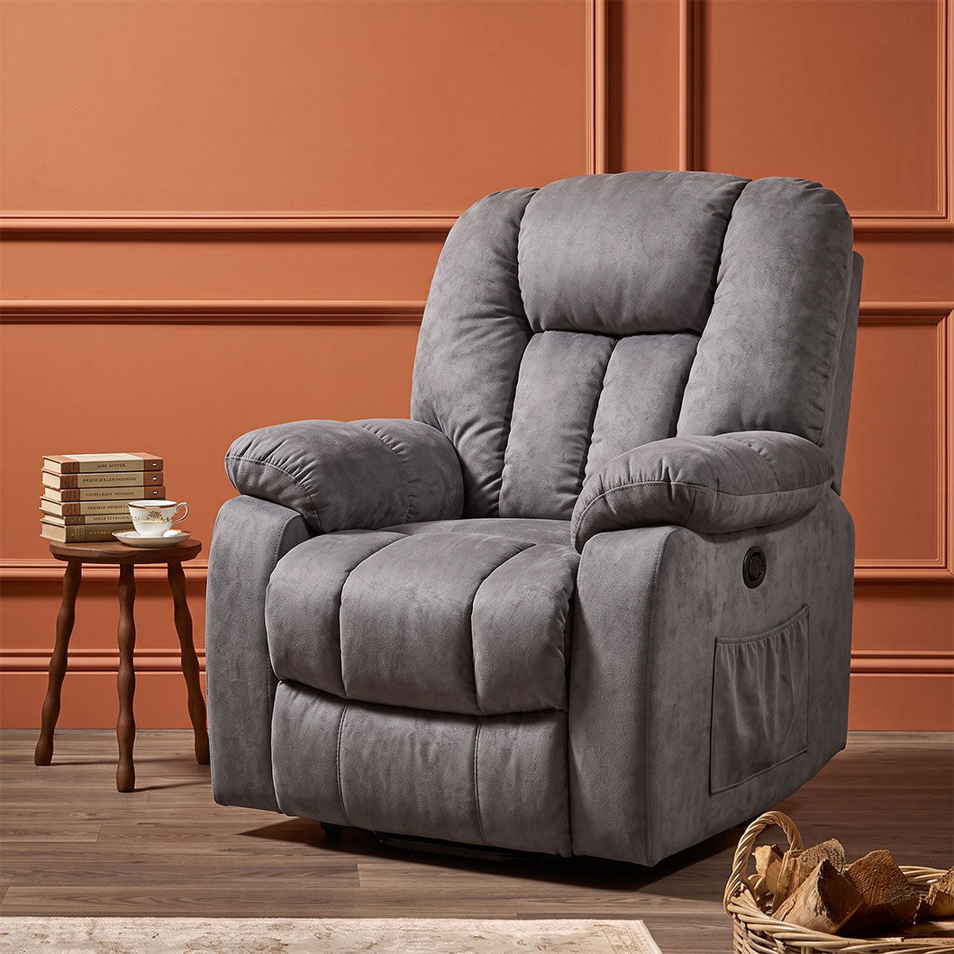 Power Massage Lift Recliner Chair with Heat & Vibration for Elderly, Heavy Duty and Safety Motion Reclining Mechanism - Antiskid Fabric Sofa Contempoary Overstuffed Design