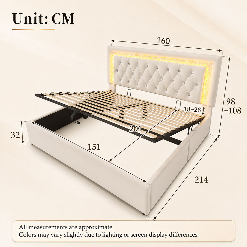 Audreamy Orionis Ottoman Bed Beige Velvet