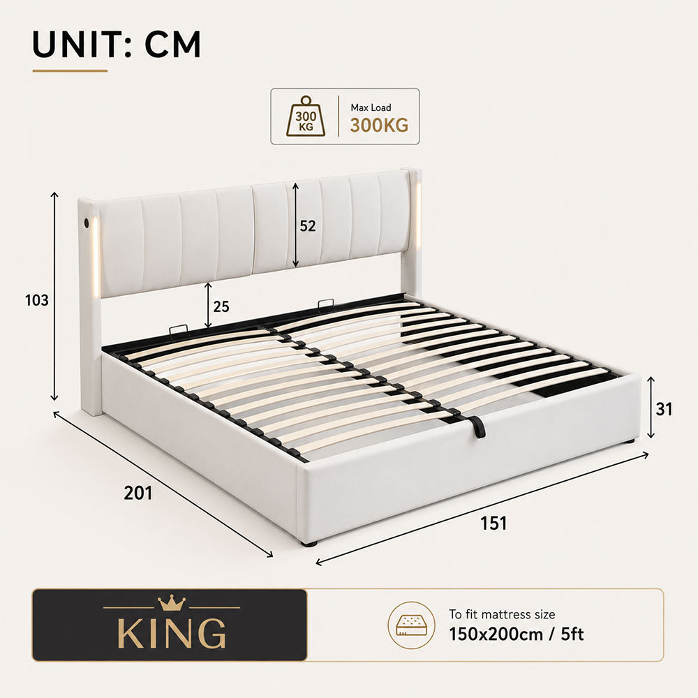 Audreamy Avalon Ottoman Bed White PU