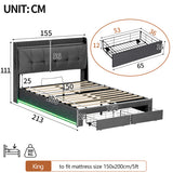 Audreamy Marlowe Ottoman Bed Frame with Hydraulic Storage, Drawers Velvet Grey