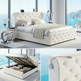 Audreamy Theo Ottoman Bed Beige Velvet