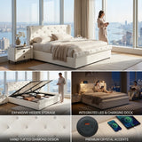 Audreamy Theo Ottoman Bed Beige Velvet