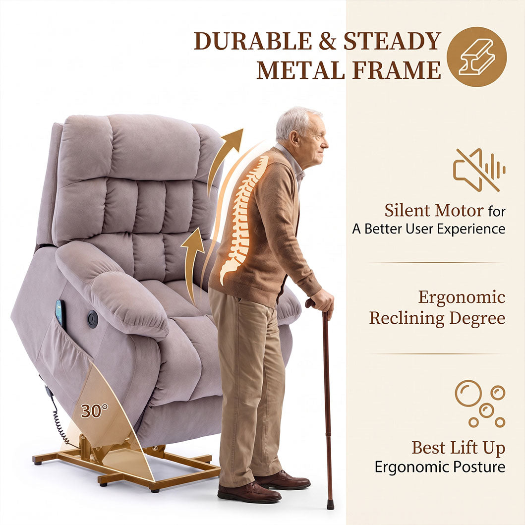 Audreamy Nova Riser Recliner Velvet Dark Beige