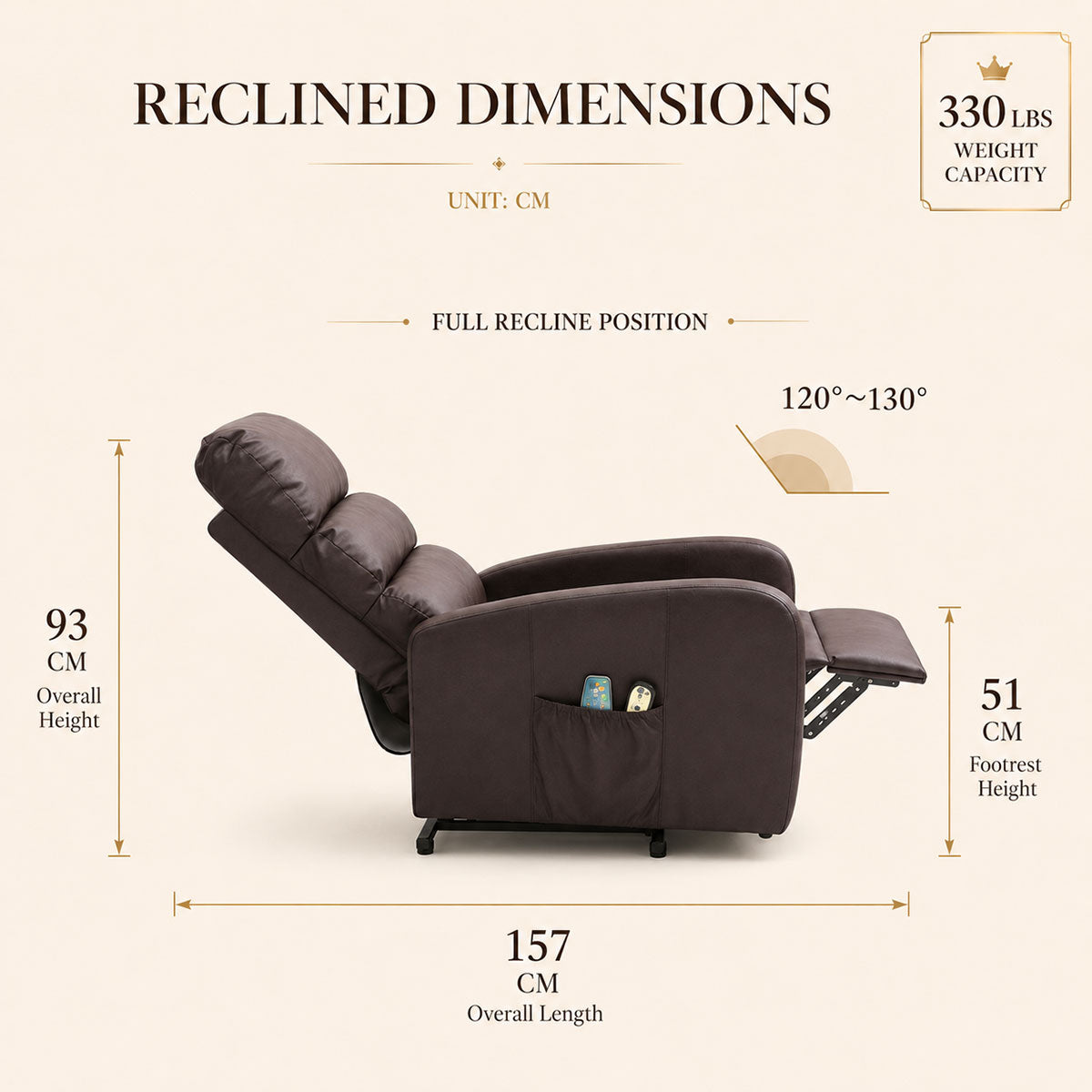 Audreamy Milo Riser Recliner Leather Brown