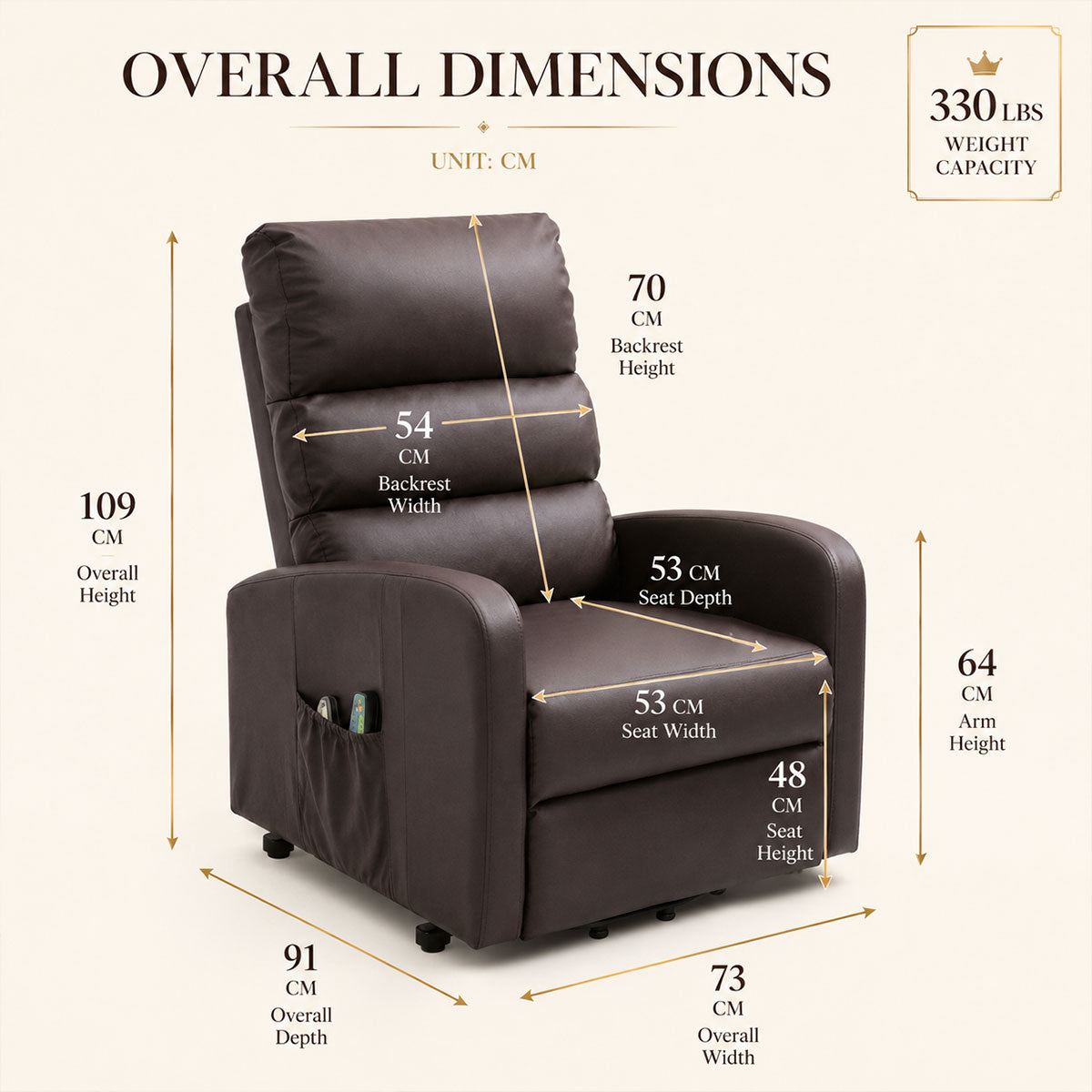 Audreamy Milo Riser Recliner Leather Brown