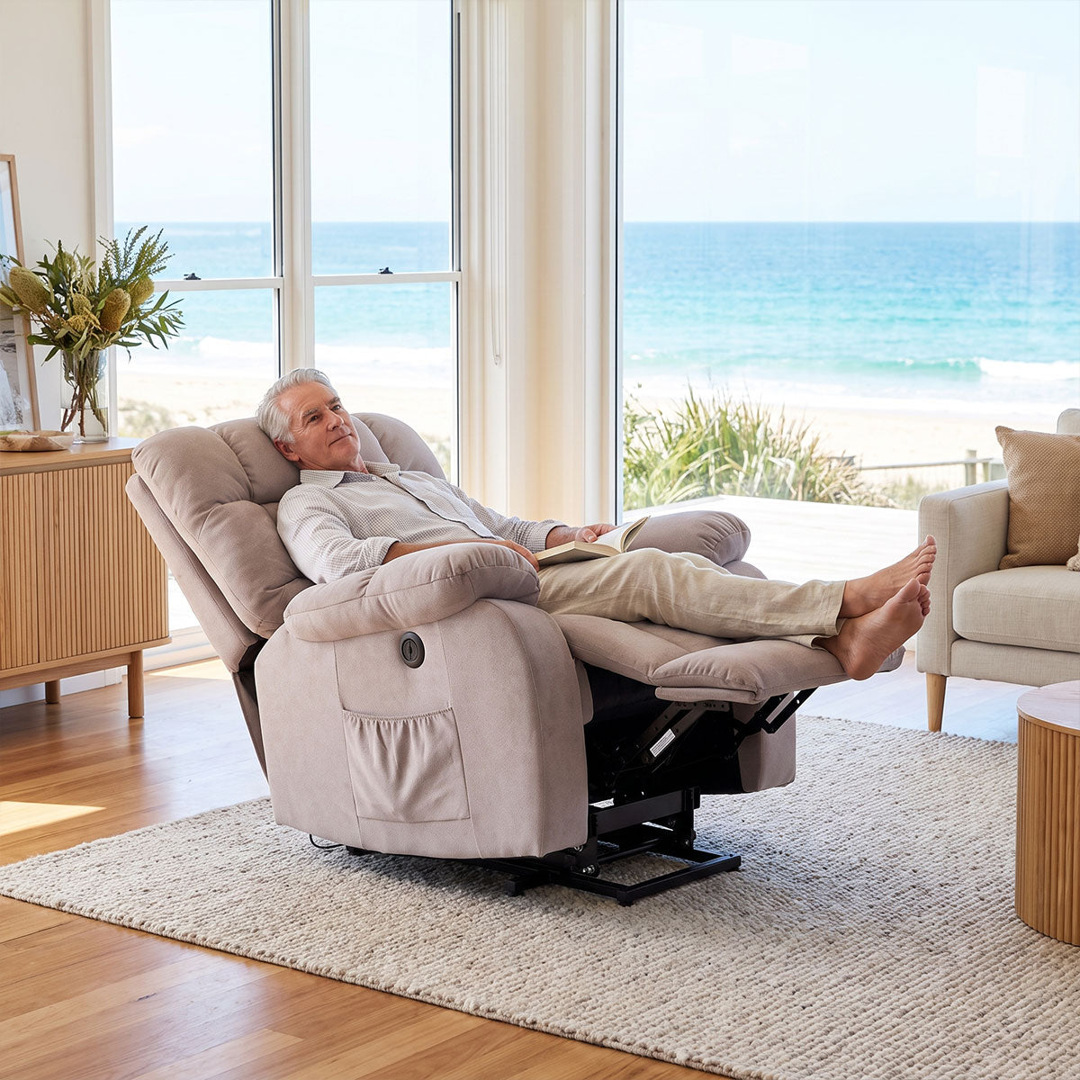 Audreamy Nova Riser Recliner Velvet Dark Beige