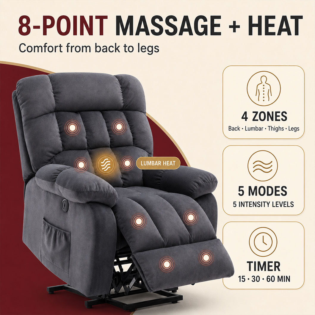 Audreamy Nova Riser Recliner Velvet Dark Grey