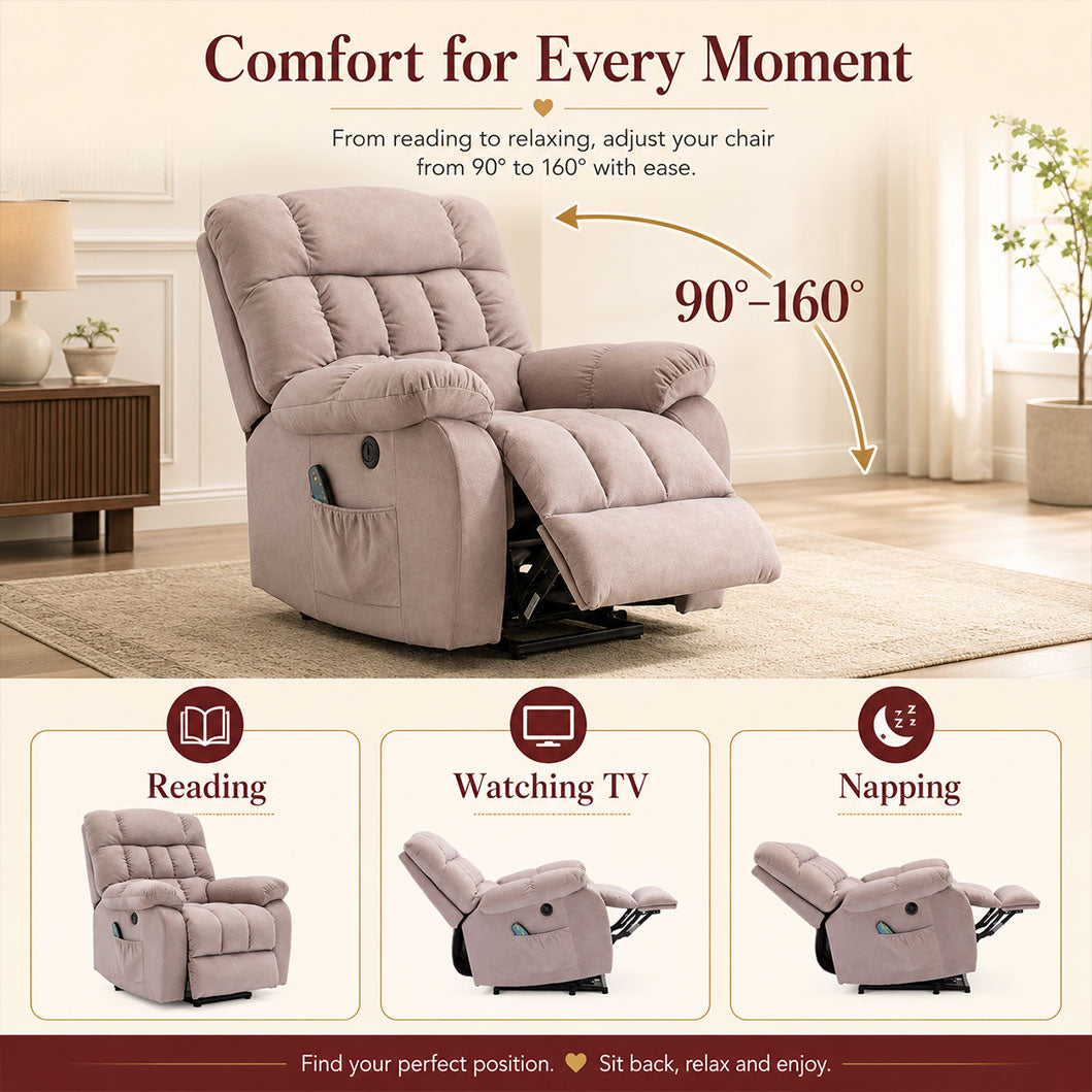 Audreamy Nova Riser Recliner Velvet Dark Beige