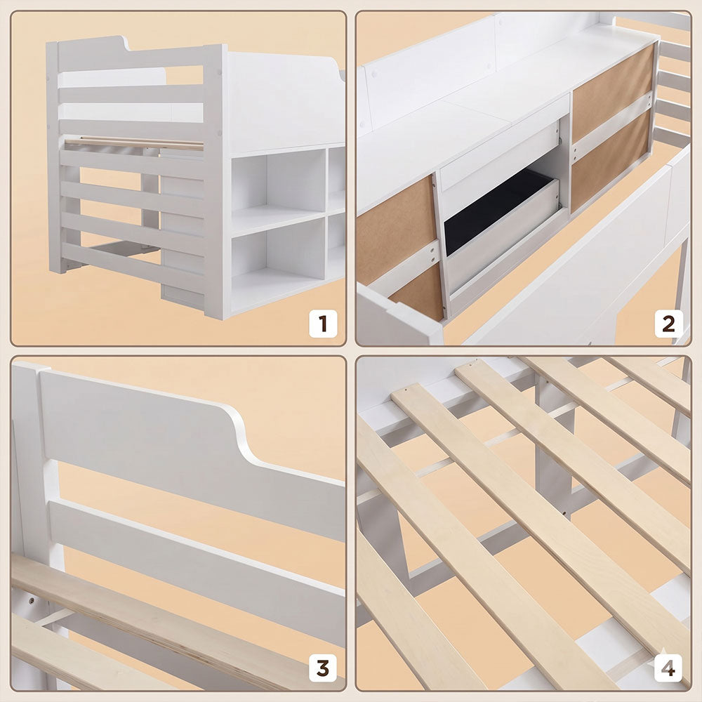 Audreamy Oakley Wooden Bed White Single