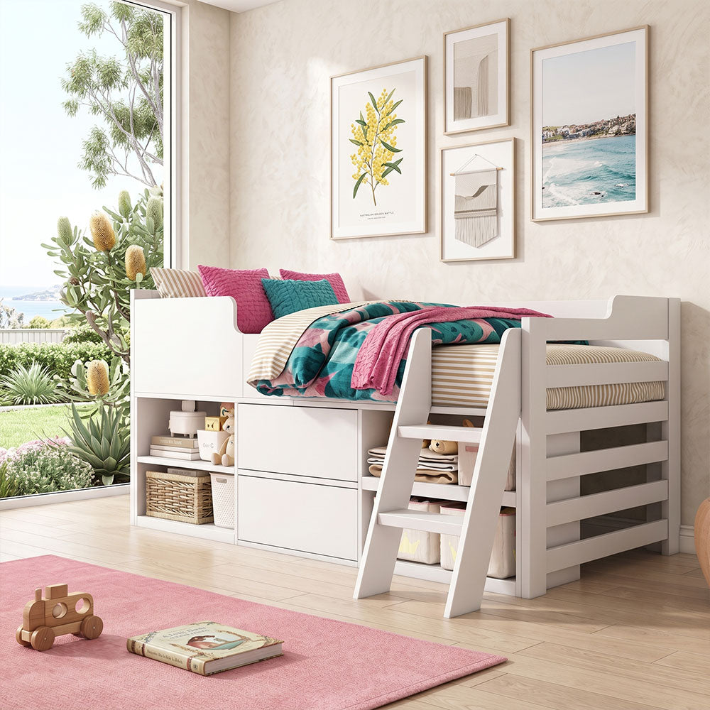 Audreamy Oakley Wooden Bed White Single