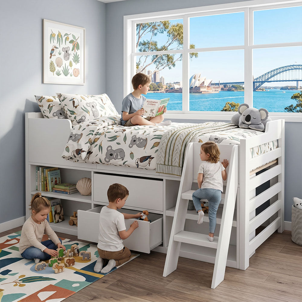 Audreamy Oakley Wooden Bed White Single