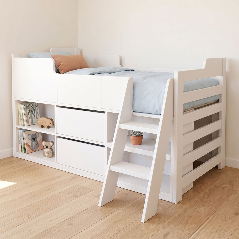 Audreamy Oakley Wooden Bed White Single