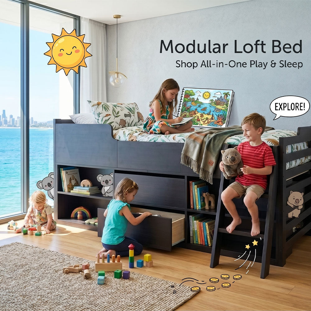 Audreamy Oakley Wooden Bed Black Single