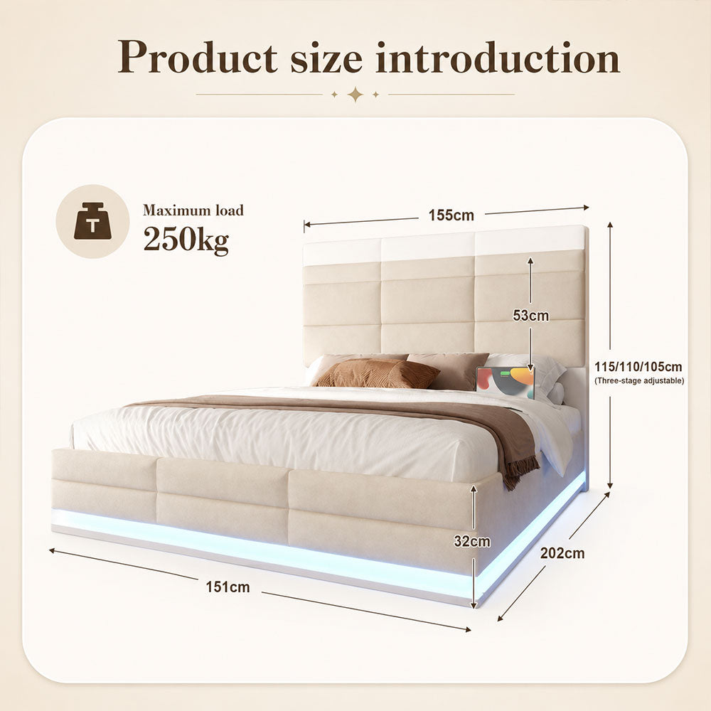 Audreamy Orion Ottoman Bed Beige Velvet