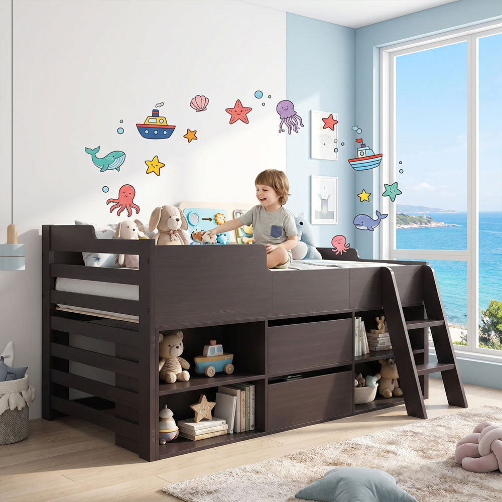 Audreamy Oakley Wooden Bed Black Single