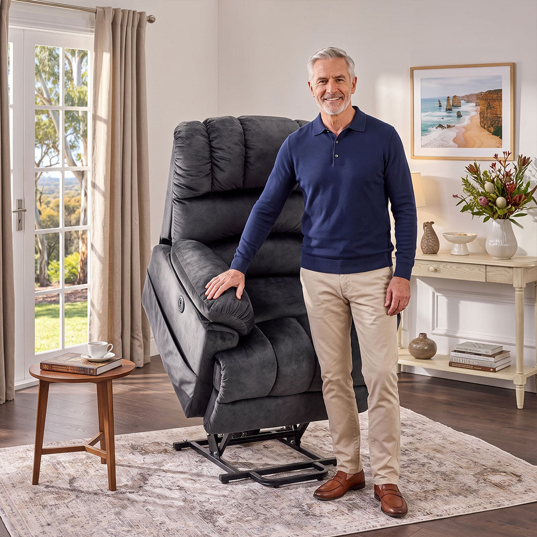Audreamy Hamilton Riser Recliner Velvet Gray