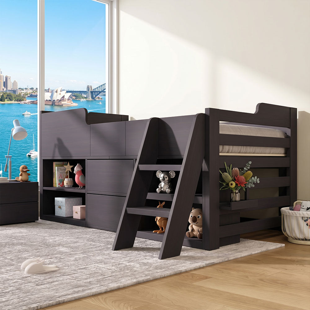 Audreamy Oakley Wooden Bed Black Single