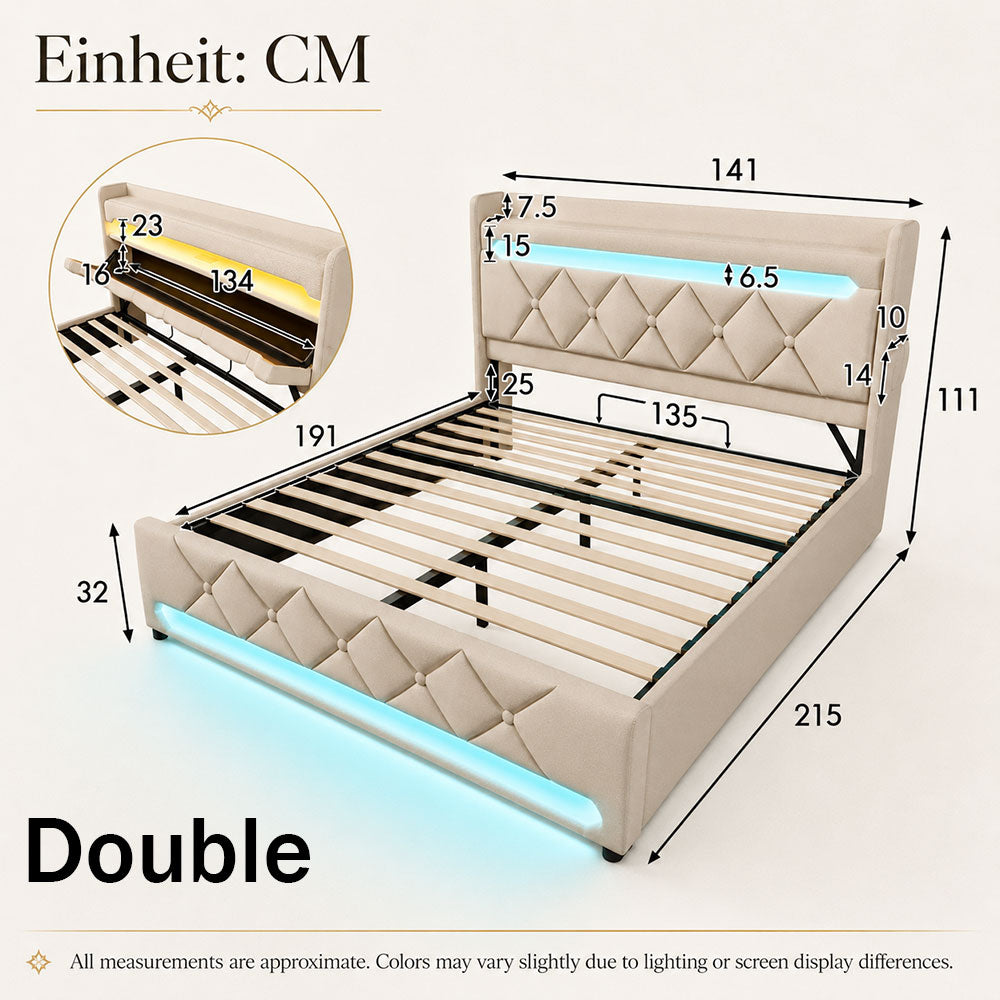 Audreamy Lancaster Ottoman Bed Beige Linen