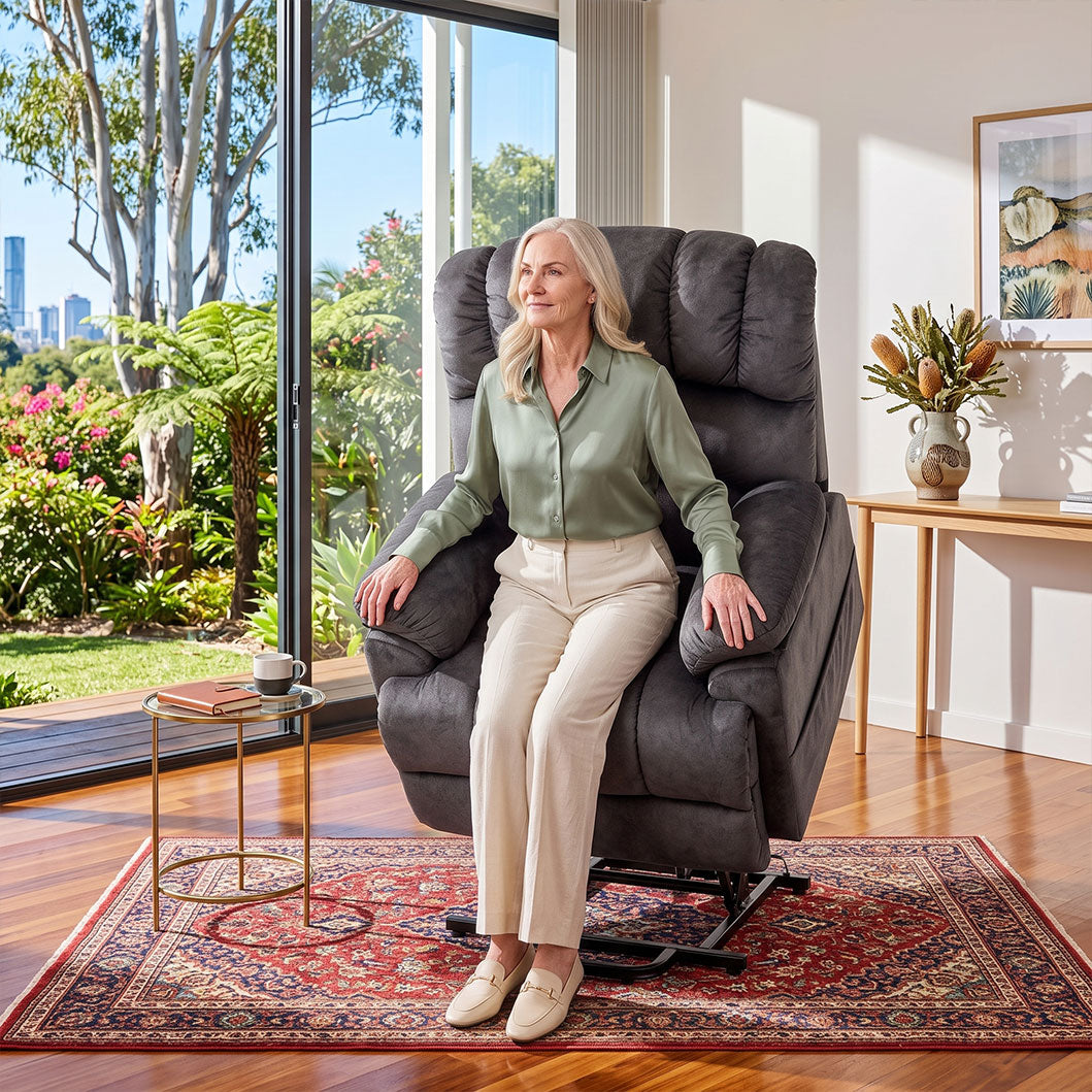 Audreamy Hamilton Riser Recliner Velvet Gray