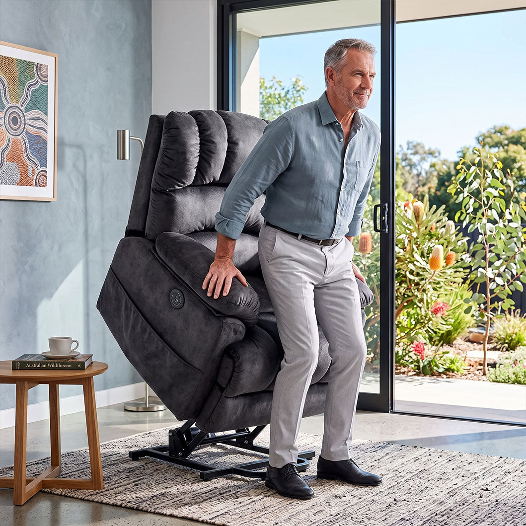 Audreamy Hamilton Riser Recliner Velvet Gray