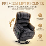 Audreamy Hamilton Riser Recliner Velvet Gray