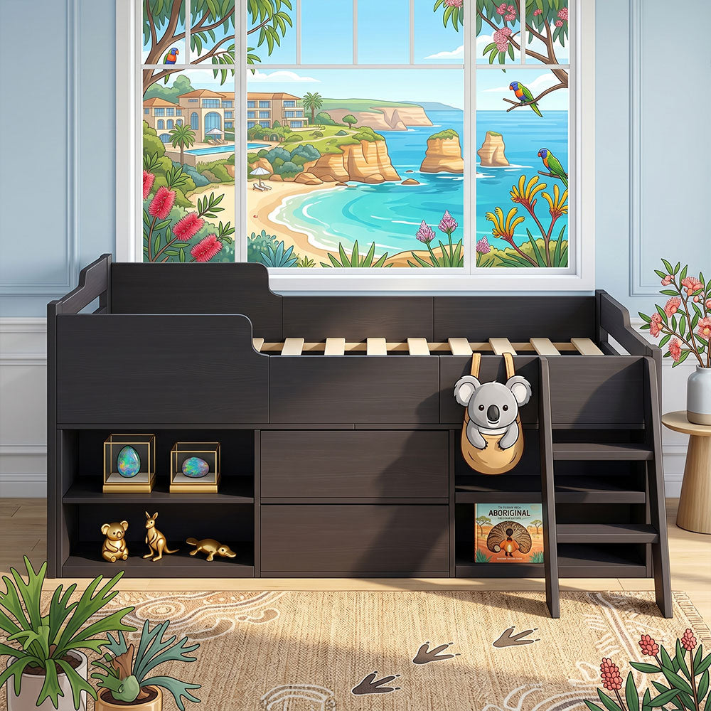 Audreamy Oakley Wooden Bed Black Single