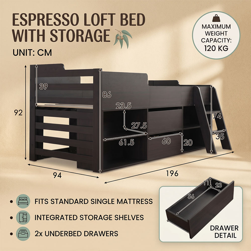 Audreamy Oakley Wooden Bed Black Single
