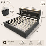 Upholstered Bed with USB charging function Ottoman Bed Grey