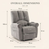 Audreamy Ethan Riser Recliner Grey Velvet