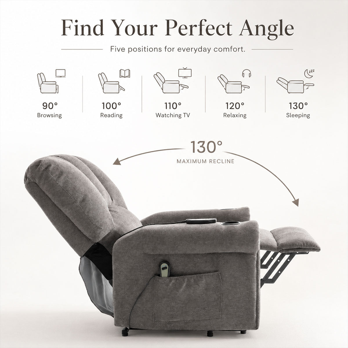 Audreamy Ethan Riser Recliner Grey Velvet