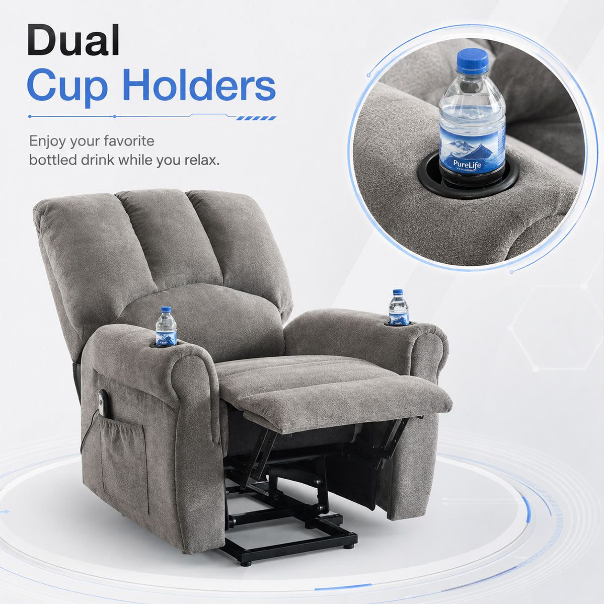 Audreamy Ethan Riser Recliner Grey Velvet