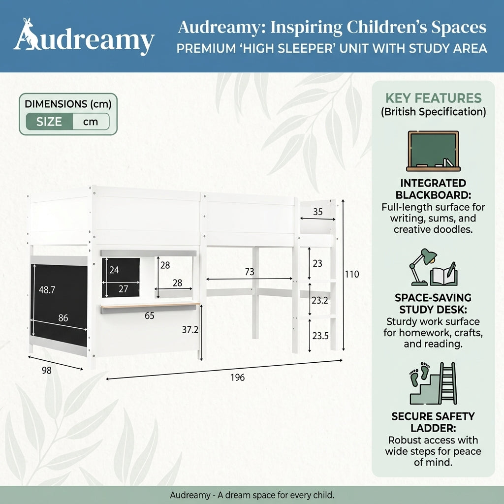 Audreamy Bobo Bunk Bed White Wood Single