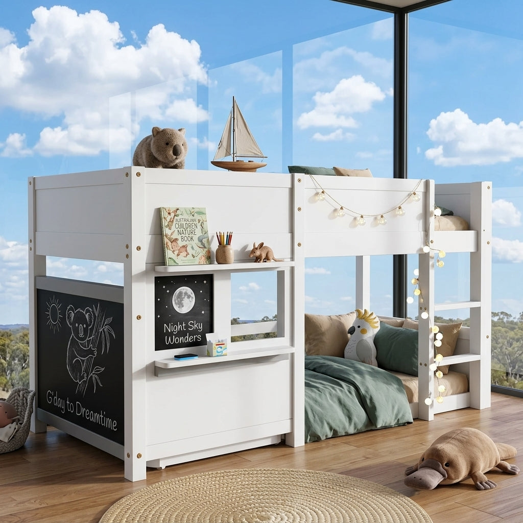 Audreamy Bobo Bunk Bed White Wood Single