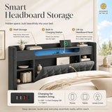 Audreamy Dorma Ottoman Bed with Storage Drawers, LED & USB Charging Grey Linen
